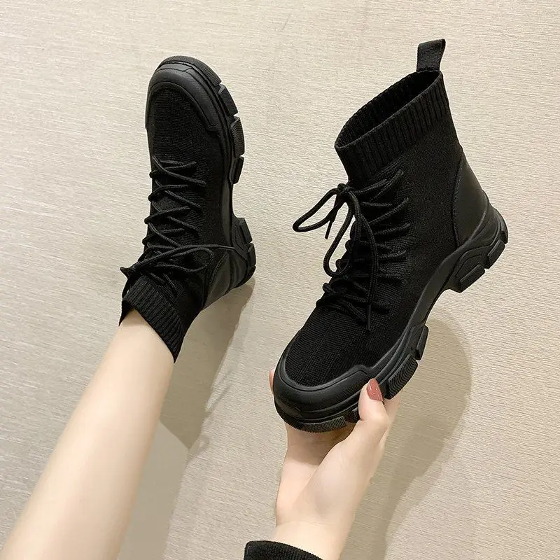 Delle donne 2020 di Inverno di Stile Coreano Del Tutto-fiammifero Stivaletti Elastici Piatto Nero Skinny Stivaletti Corti di Stile Coreano di Modo