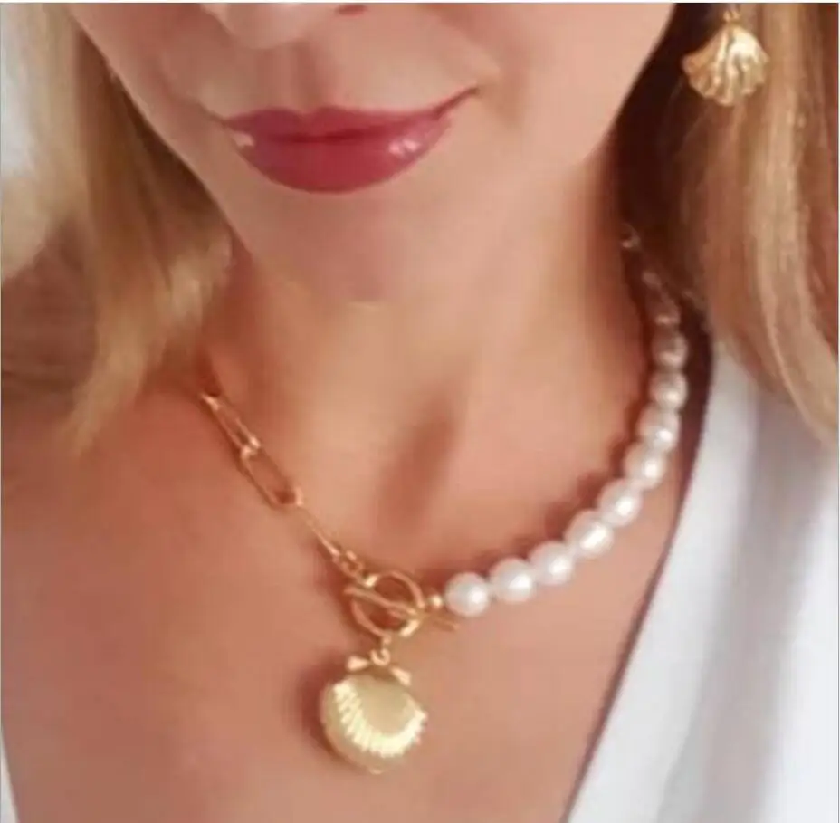 Bohemian Pendant Necklaces For Women Charm Gothic Pearl Shell Collier Chokers  New Fashion Jewelry Party Gift S2202