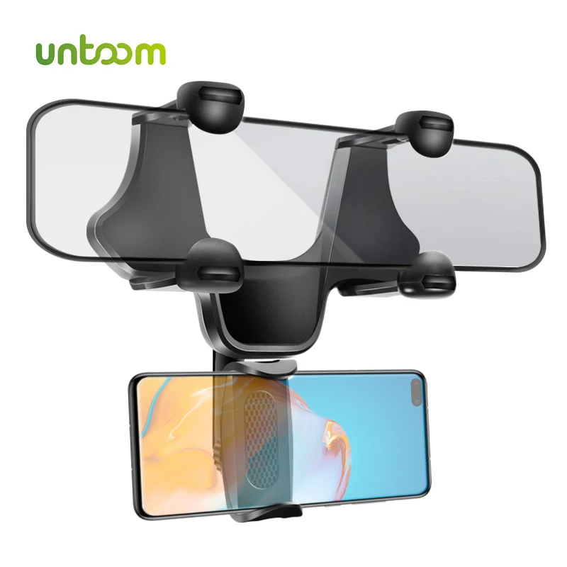 Untoom Car Phone Holder Car Rearview Mirror Phone Mount 360 Degrees In Car Mobile Phone Stand for iPhone 15 Samsung GPS Brackets