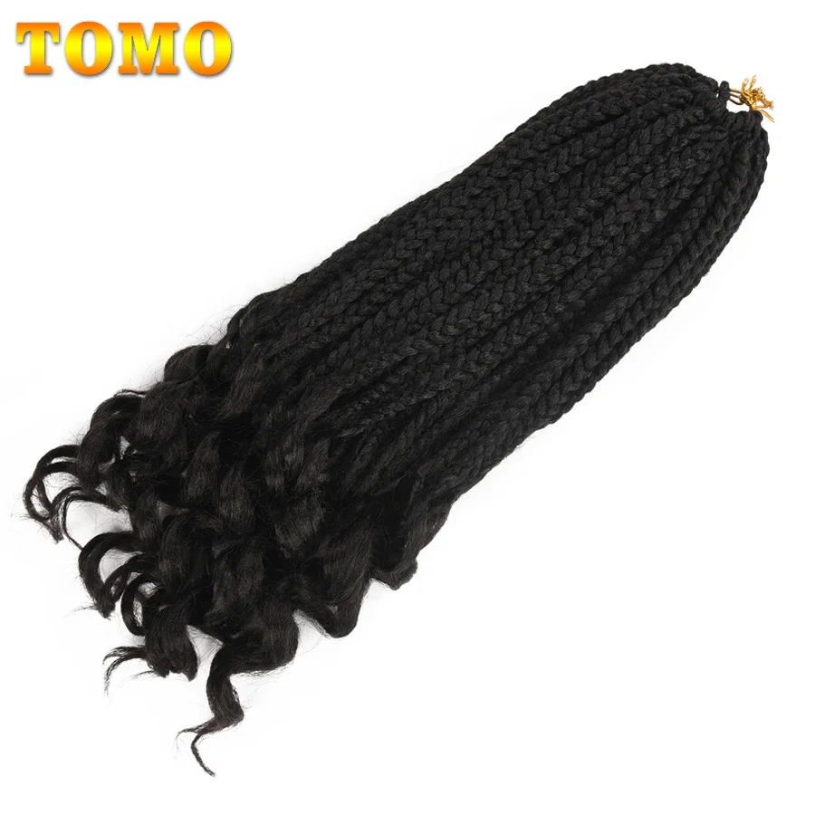 TOMO Goddess Box Braids Crochet Hair 14 18 24Inch Wavy Crochet Box Braids With Curly Ends Synthetic Box Braiding Hair Extensions