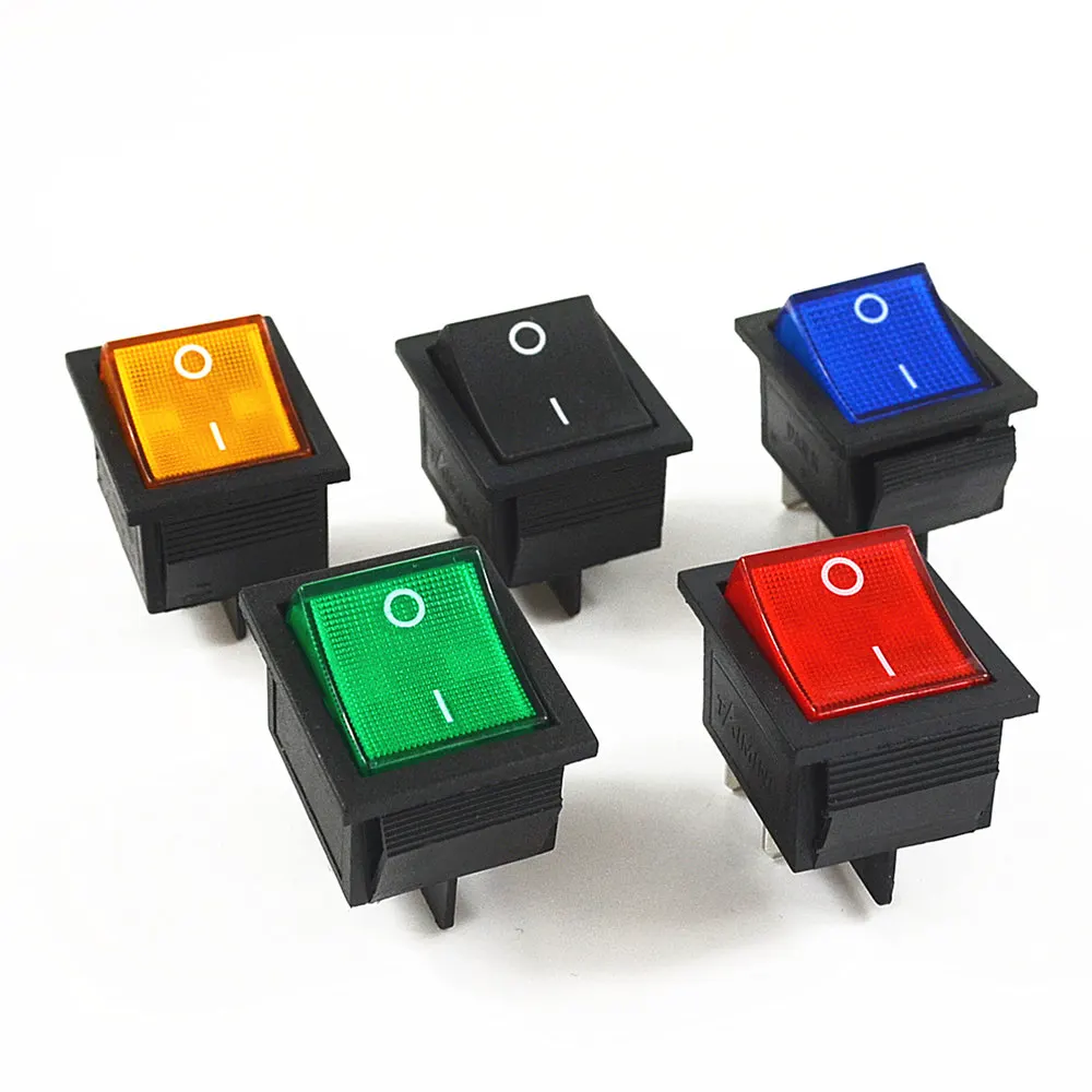 Latching Rocker Switch Power Switch I/O 4 Pins with Light 16A 250VAC 20A 125VAC KCD4