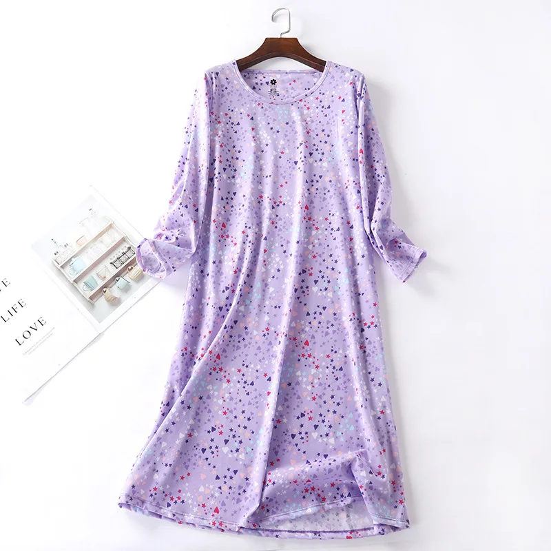 

Brand Designer Homewear Women Casual Soft Long Nightgown Ladies Cotton Long Sleeve Nightdress Female High Quality Sleep Dress