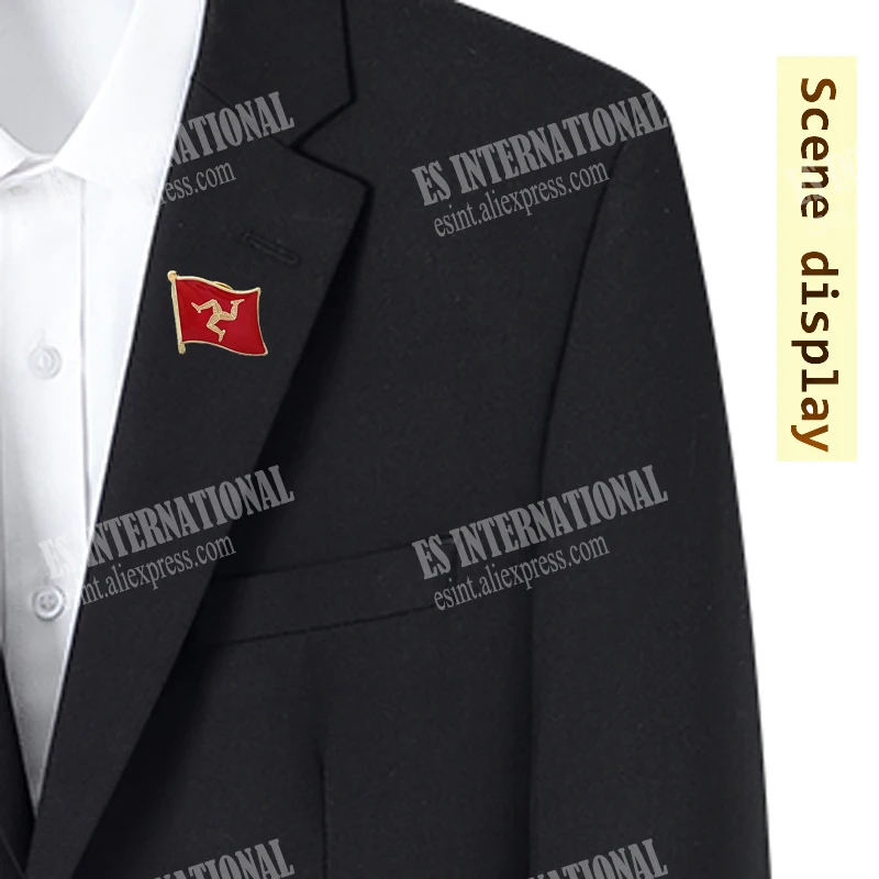 Isle Of Man National Flag Lapel Pins Crystal Epoxy Metal Enamel Badge Paint Brooch Souvenir Suit Personality Commemorative