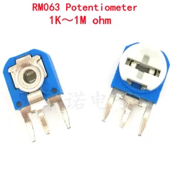 20pcs RM063 RM-063 vertical 100 200 500 1K 2K 5K 10K 20K 50K 100K 200K 500K 1M ohm Trimmer Potentiometer variable resistor 103