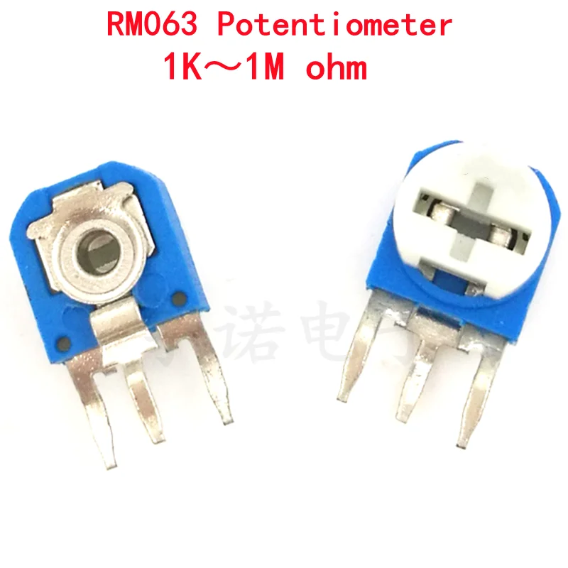 20szt RM063 RM-063 pionowy 100 200 500 1K 2K 5K 10K 20K 50K 100K 200K 500K 1M ohm Trymer Potencjometr rezystor zmienny 103