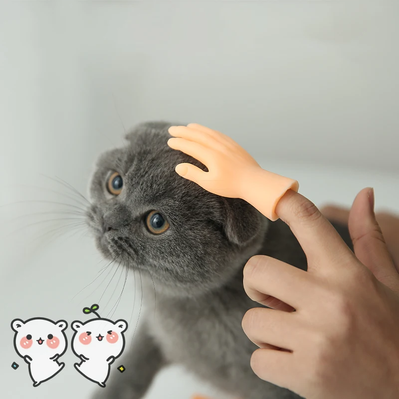 Teasing Cat Plastic Finger Gloves Human Fake Hand Cat Interactive Toys Caress Cat Dog Toys Little Hand Pet Cat Supplies 1 Pcs