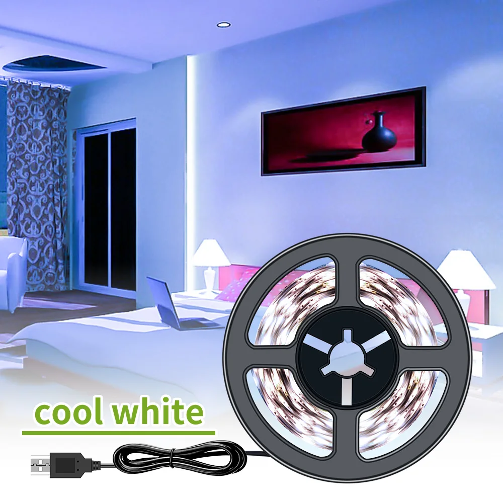 

USB-штекер 220 В Светодиодная лента USB 2835 5 в Светодиодная лента Гибкая ТВ фоновая смещенсветильник КА для декора гостиной лента 0,5 м ~ 5 м
