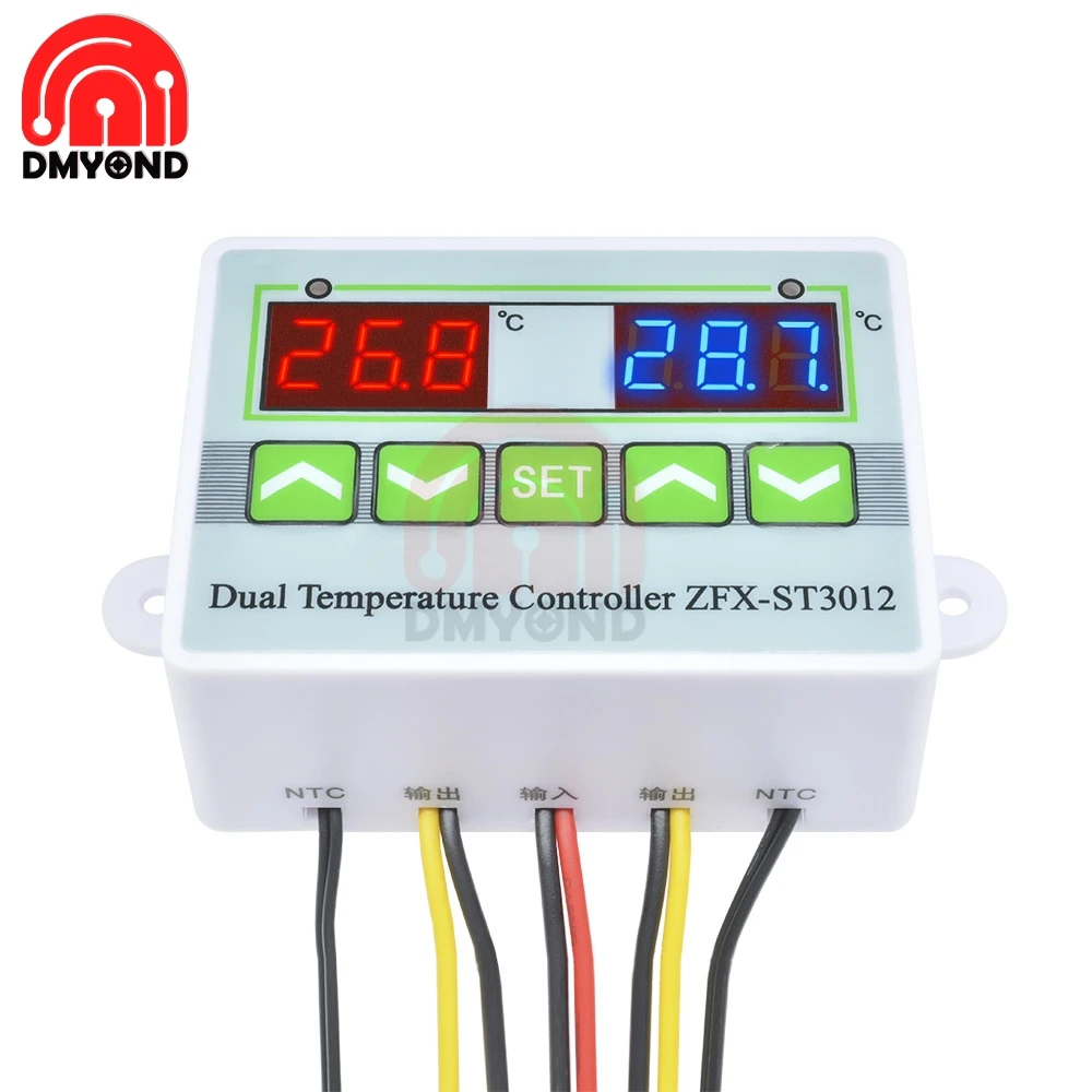 ST3012 Digital LED Dual Thermometer Temperature Controller Thermostat Incubator Control Microcomputer Dual NTC