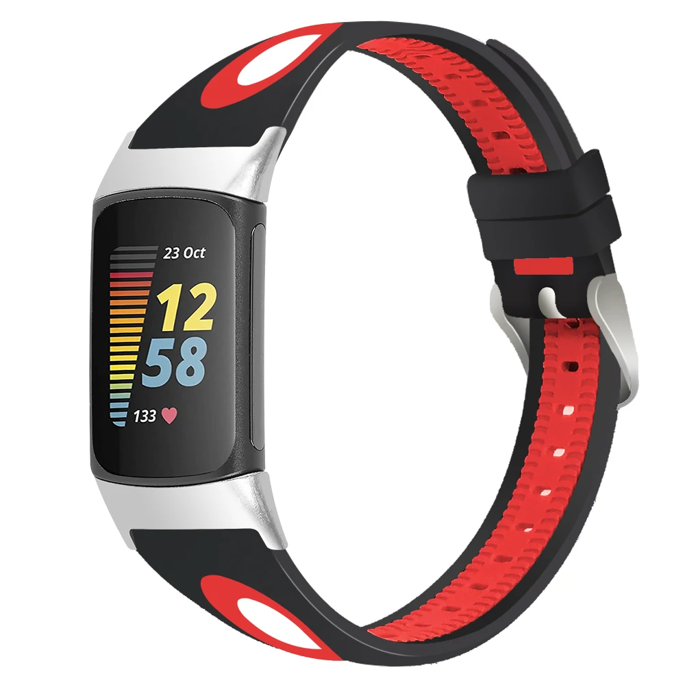 For Fitbit charge 6 5 strap silicone Wrist band Breathable Double color smart watch band for fitbit charge 5 6 bracelet correa - view 3