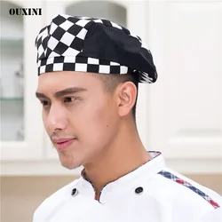 Men Women Mesh Patchwork Chef Restaurant Kitchen Cooking Work Wear Hats Beret Hotel Bakey Cafe Waiter Breathable Cap 56-58cm