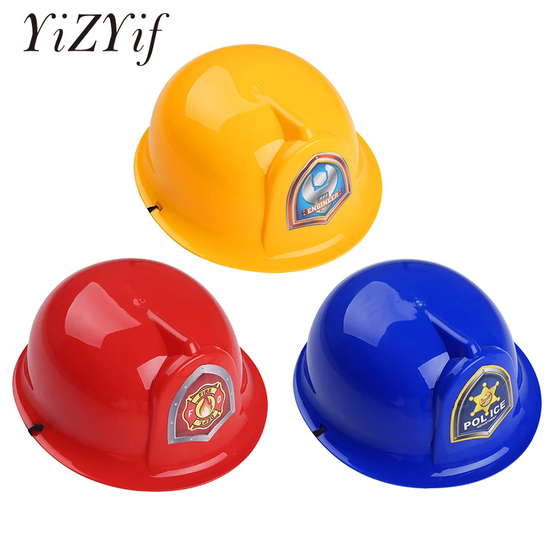 Kids Children Hard Plastic Fireman/Police/Engineer Hat Helmet for Halloween Costume Dress Up Pretend Role Play Fireman cosplay