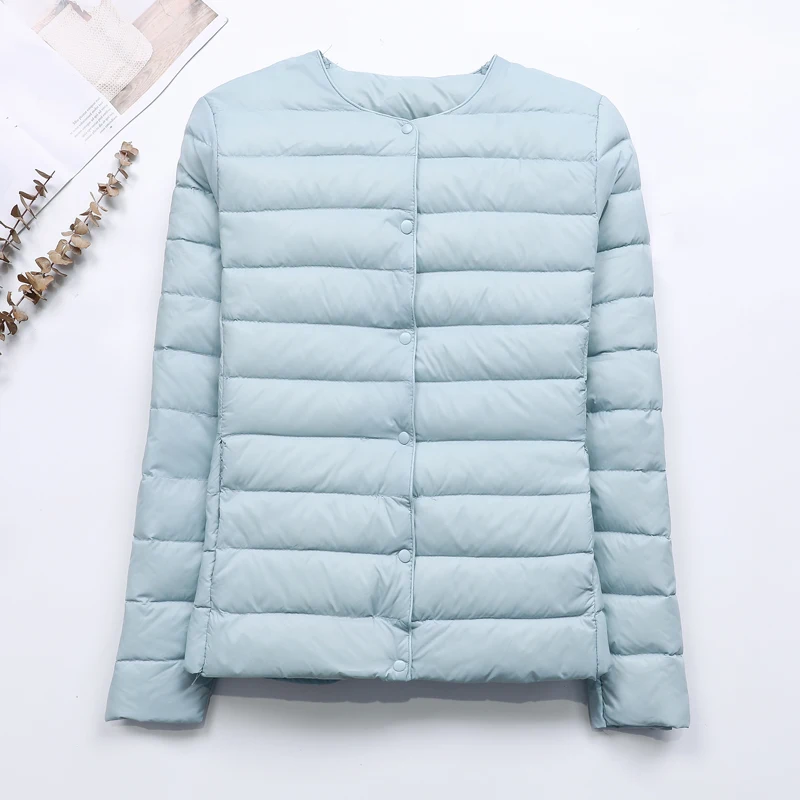 0-10℃ Ultralight Duck Down Jackets Women Autumn Winter Slim Short Collarless Down Coat Female Windproof Parka Portable Outerwear