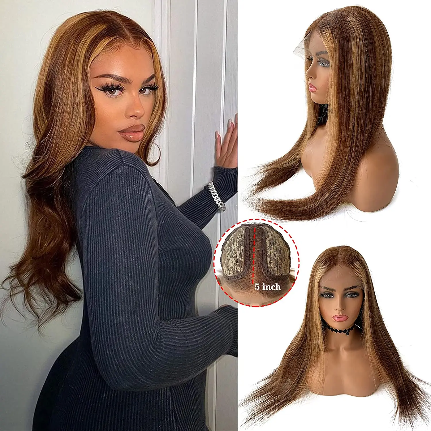 

Straight Ombre Highlight Lace Human Hair Wigs 13x4x1 Lace Frontal Wig Remy Human Hair Wigs Ombre Honey Blond Brazilian Hair Wigs