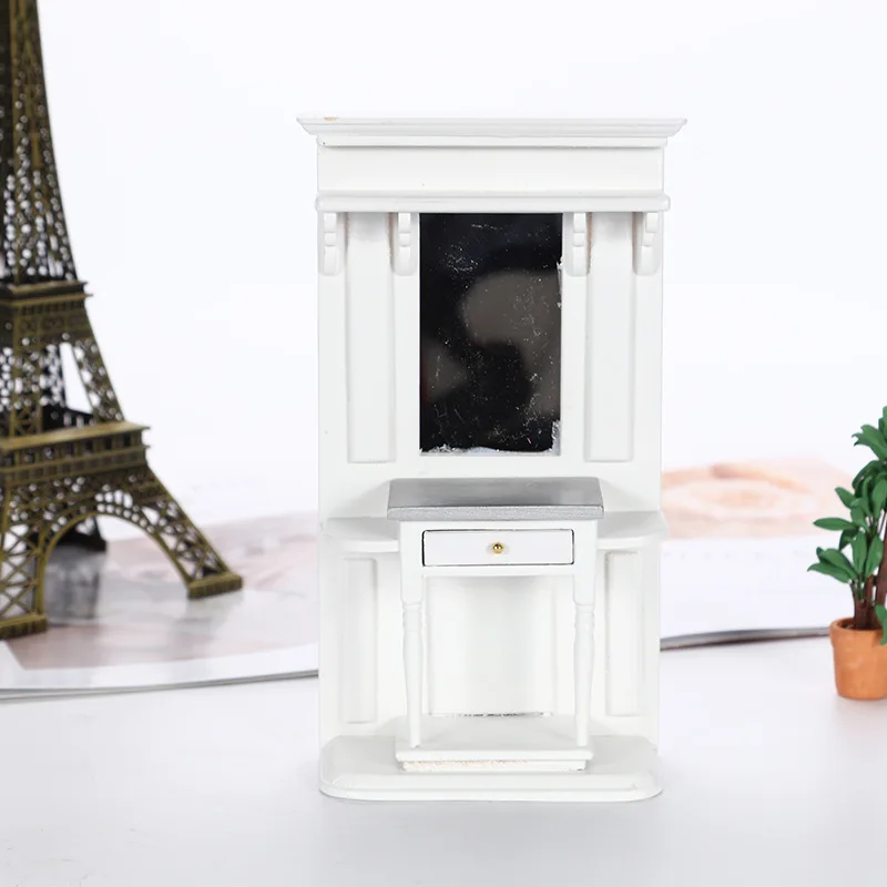 

1:12 White Dressing Table Cabinet Dollhouse Mini Furniture Miniature For Ob11 Doll Tiny Product Toy For Kids