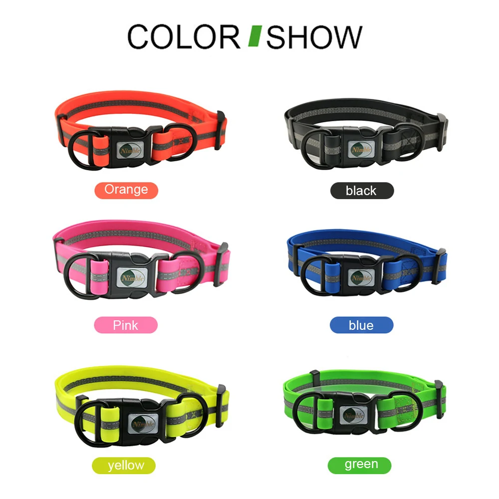 Reflective PVC Pet Dog Collar Adjustable Waterproof Anti-dirty Collars Leash Small Big Dogs Necklace Pets Outdoor Accessories