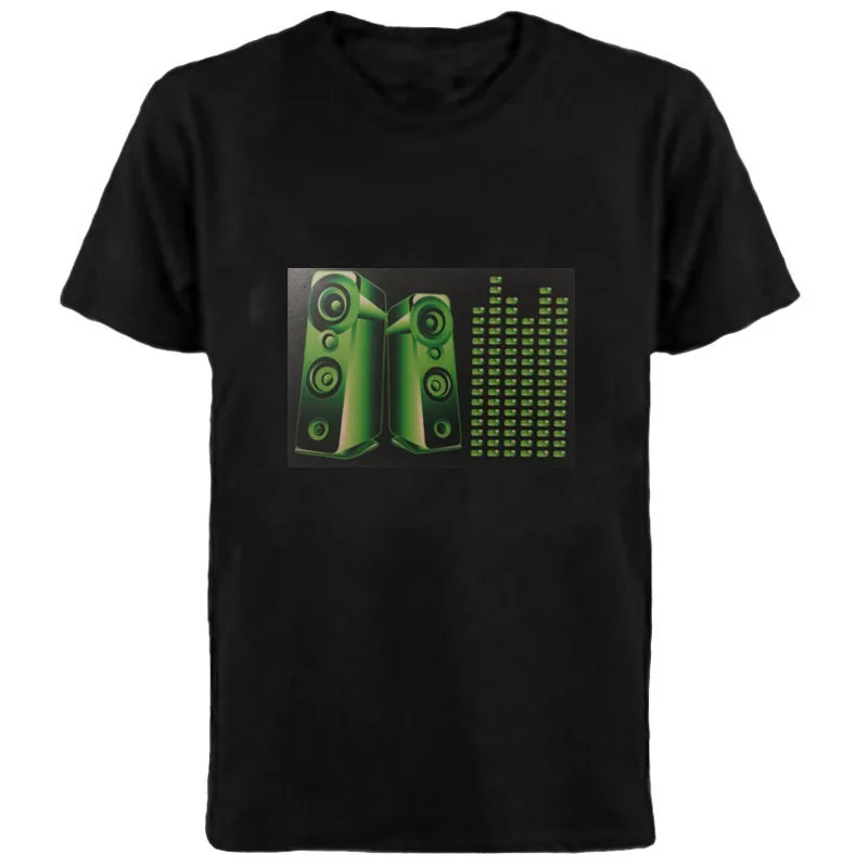 2023 Hot Sale Customzied El T-shirt Sound Activated Flashing Light T Shirt Light Up Down Music Party Suit Clothes Luminous Led