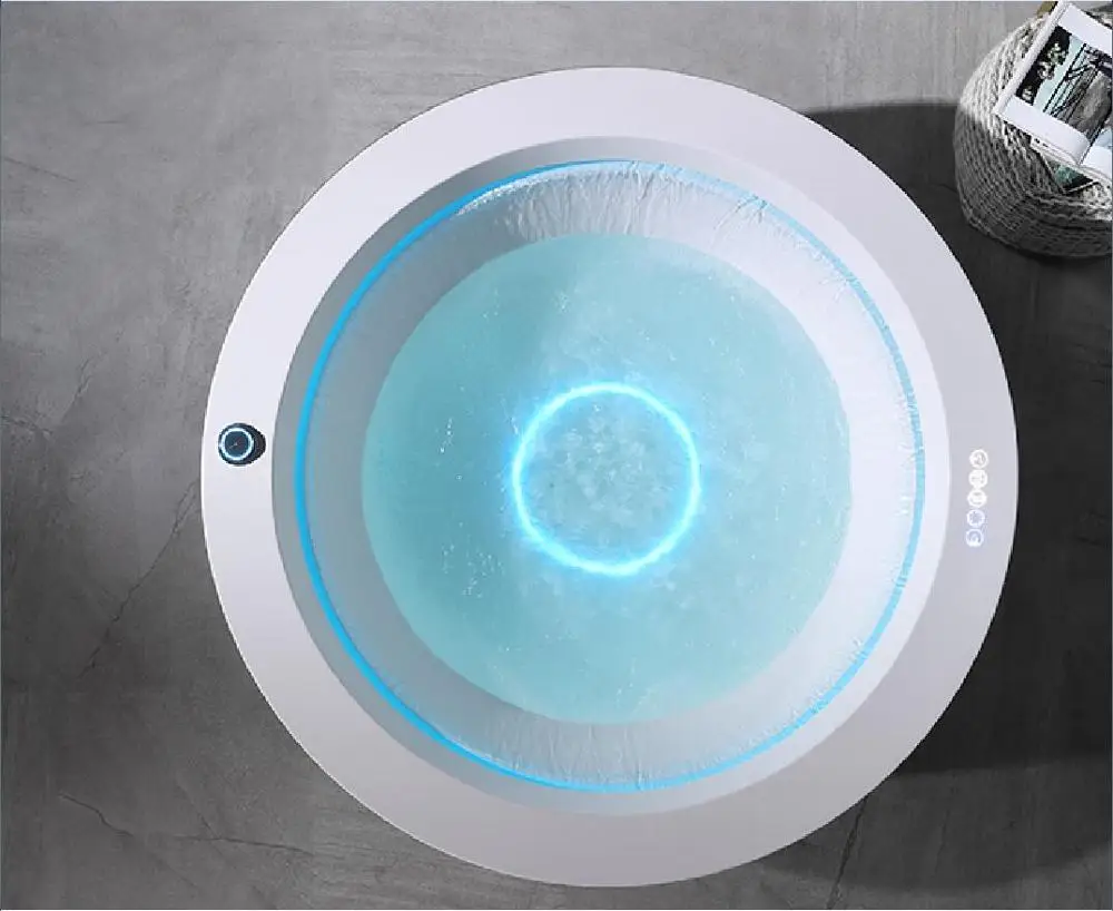 

1550mm Round Surfing Fiberglass Seamless Joint whirlpool Intelligent Bathtub Acrylic Hydromassage Waterfall Tub W001A