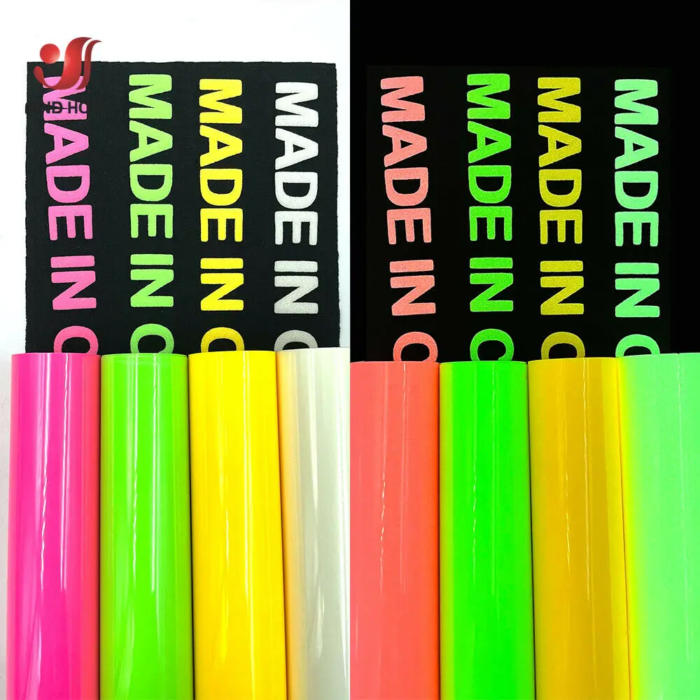 

3D Puff HTV Heat Transfer Vinyl Glow in The Dark Luminous Iron on Clothes for cut Silhouette Cameo 4 Assorted Color Sheet DIY