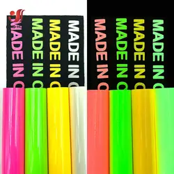 3D Puff HTV Heat Transfer Vinyl Glow in The Dark Luminous Iron on Clothes for cut Silhouette Cameo 4 Assorted Color Sheet DIY