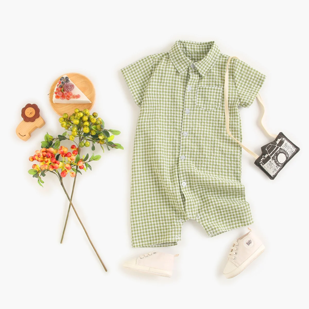 Sanlutoz Todder Boys Rompers Summer Short Sleeve Plaid Baby Boys Clothing Outfits Casual