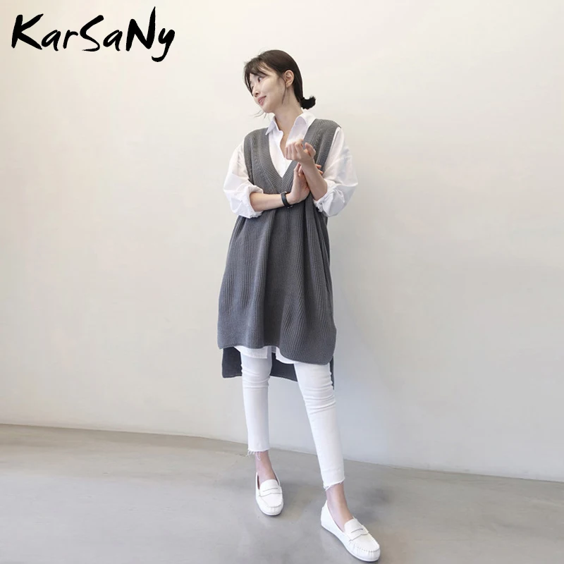 KarSaNy White Shirt Dress Women Boyfriend Feminine Blouse Long Sleeve Cotton Women\'s Tunic White Shirts For Women Loose Tops