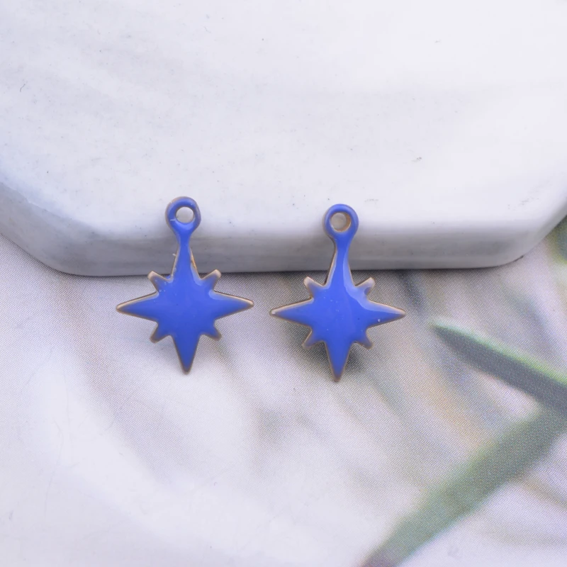 30 Stück 10*13mm Kupfer-Sternanhänger mit beidseitiger Emaille-Besetzung für Ohrringe, Halsketten und Anhänger – Detail 2