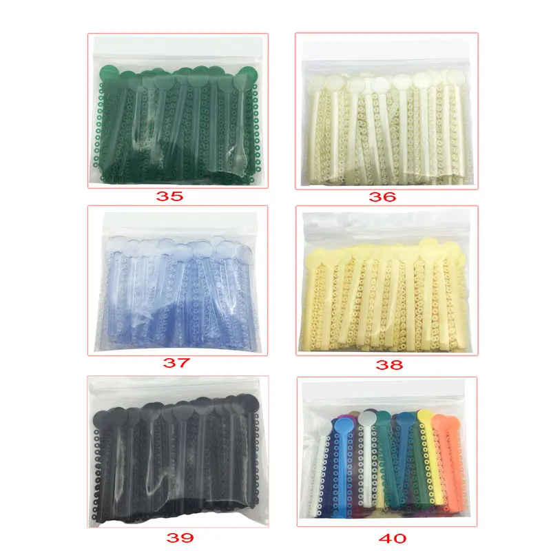 40 Teile/beutel Dental Elastische Ligatur Krawatten Kieferorthopädische Gummibänder für Klammern Hosenträger 40 Farben Optional – Detail 4