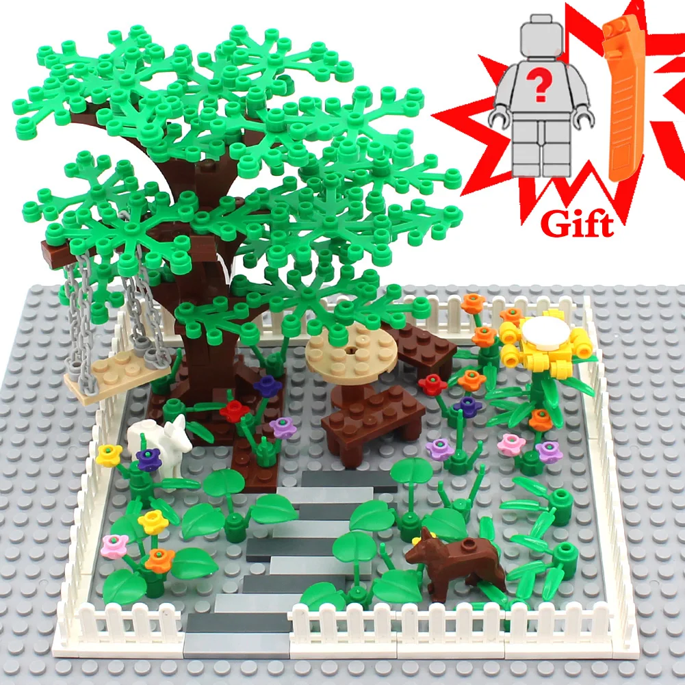 City Garden DIY Brick Parts Plants Tree Flowers Yard MOC Building Blocks Compatible with Friends Street View Block Accessories