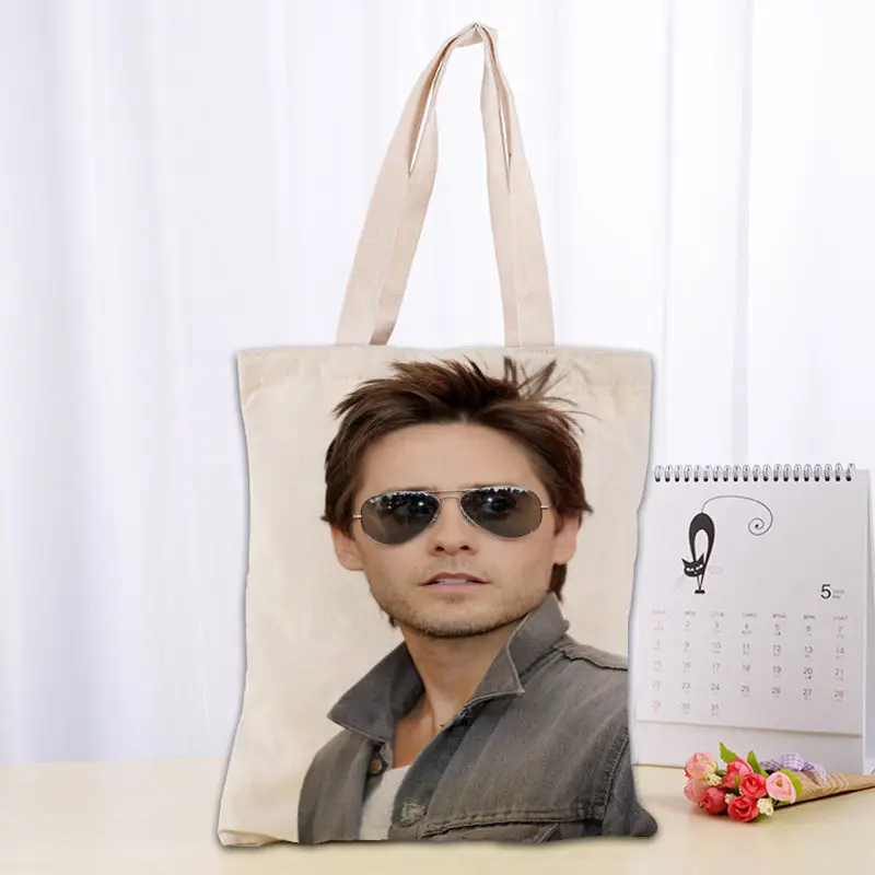 

Jared Leto Tote Bag Foldable Shopping Bag Reusable Eco Large Unisex Canvas Fabric Shoulder Bag Tote Grocery Cloth Pouch 03-18