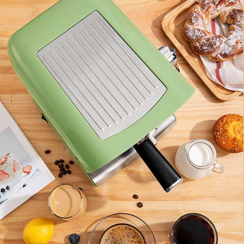 Máquina de café expreso para el hogar, pequeña máquina de café semiautomática de vapor, máquina de espuma de leche, sistema de bomba, cafetera