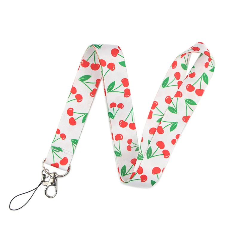 Fruit cherry  Funny art Lanyard Neck Key Strap for Phone Keys ID Card Cartoon webbings ribbons