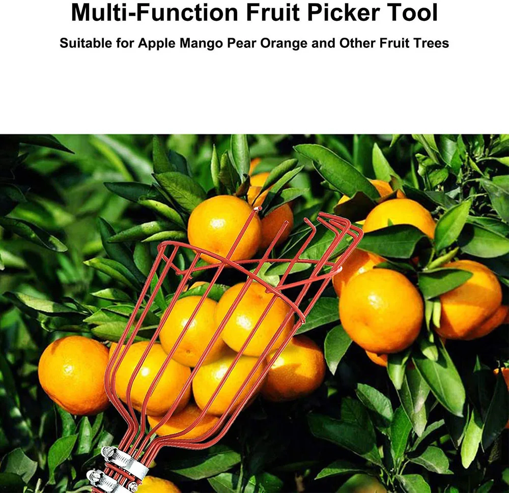 Fruit Picker 260cm Adjustable Deep Basket Convenient Harvesting Fruit Collector Catcher Apple Peach Picking Garden Tools