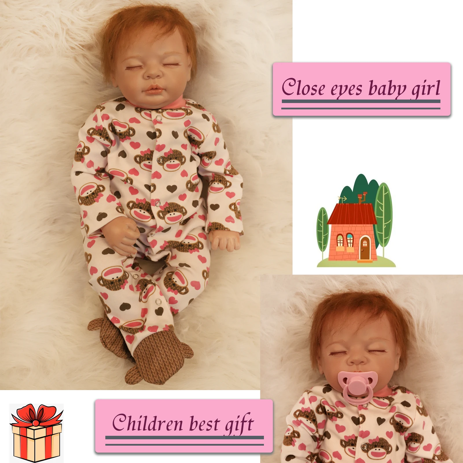 

Reborn Doll Girl 55 Cm 22 Inch Handmade Soft Silicone Realistic Sleeping Toddler Baby Toy Birthday Gift Child Playmate