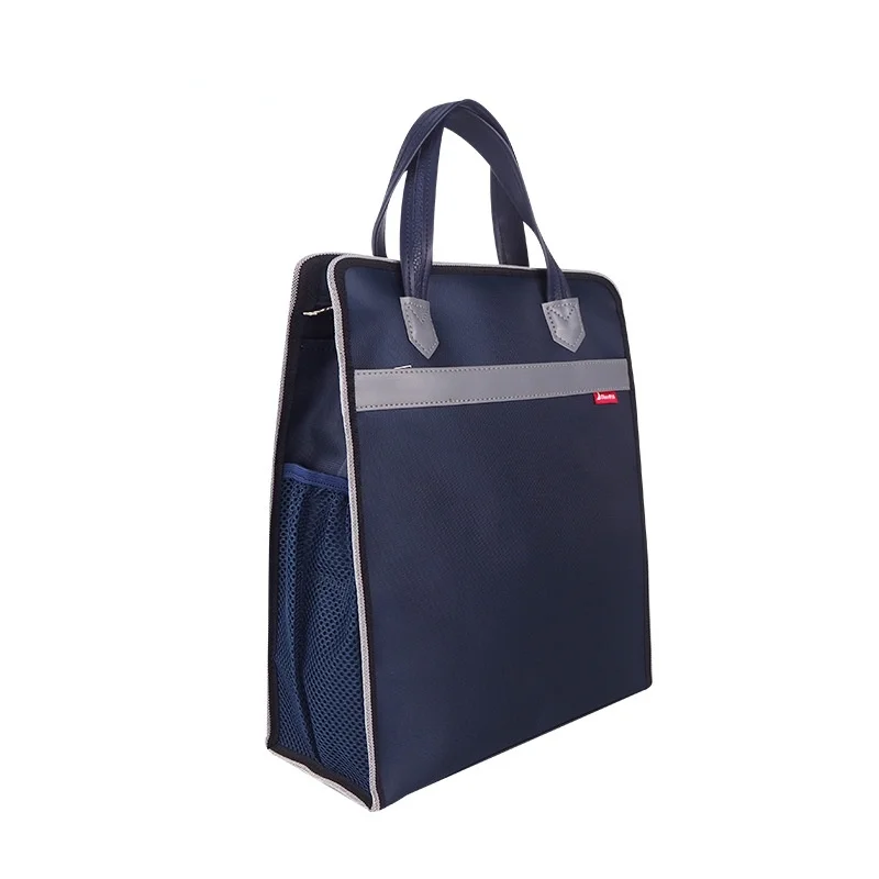 File Bags Tutorial Bag Waterproof Oxford Cloth Handbag Navy Blue Large Capacity Zipper Storage Briefcase