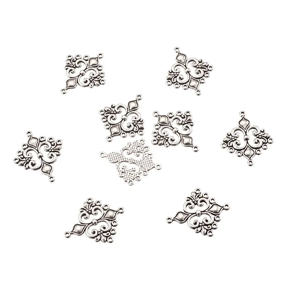 10pcs Antique Silver Color Tibetan Style Rhombus Chandelier Component Links for Dangle Earring Jewelry Making Findings