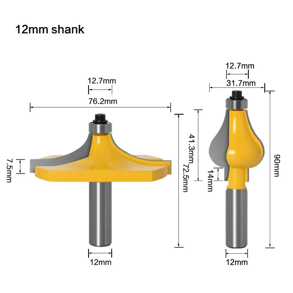 2PC 12mm Shank Thumbnail & Beaded 2 Bit Handrail Router Bit Set Line knife Woodworking cutter Tenon Cutter for Woodworking Tools