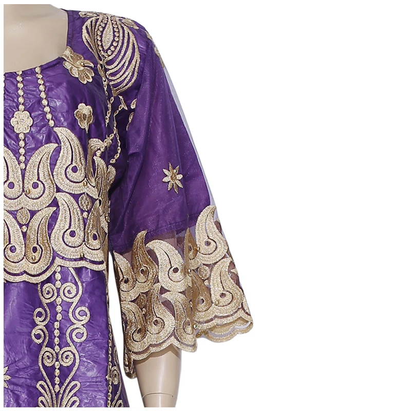 H & D-vestidos de encaje Dashiki con bordado para mujer, vestido largo con lazo en la cabeza, estilo africano nigeriano, ropa de fiesta, 2022
