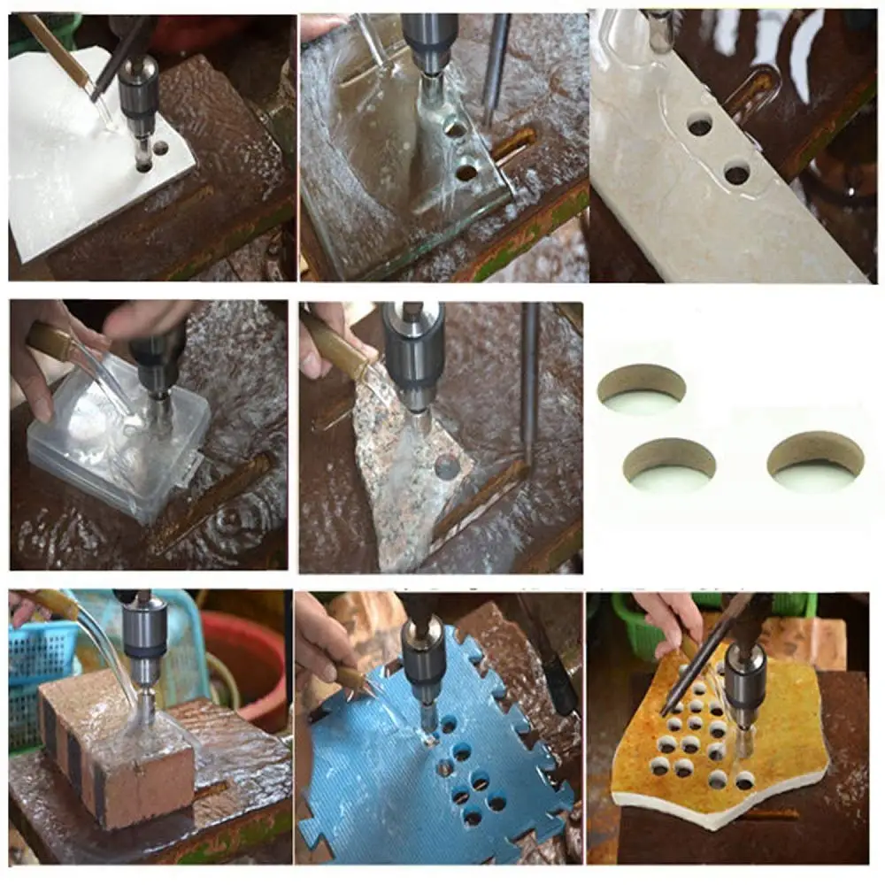 12pcs diamante foro sega punte da trapano vetro e piastrelle punte da trapano con nucleo cavo strumenti di rimozione dell'estrattore per piastrelle in gres porcellanato di ceramica di vetro