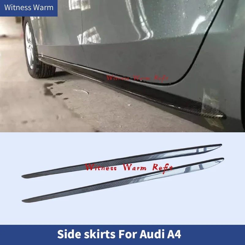 Frp Unpainted Carbon Fiber Side Skirts Apron Side Lip Splitters for Audi A4 B8 B8.5 2009 2010 2011 2012 2013 2014 2015