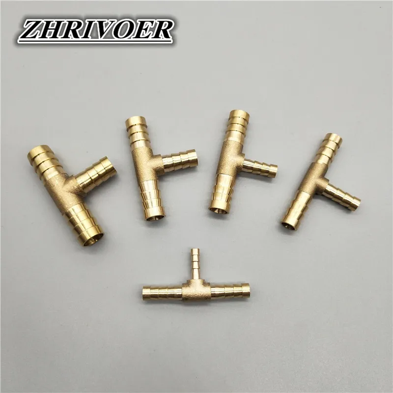 4mm 5mm 6mm 8mm 10mm 12mm 14mm 16mm Tee Type Reducing Hose Barb Brass Barbed Tube Pipe Fitting Reducer Coupler Connector Adapter