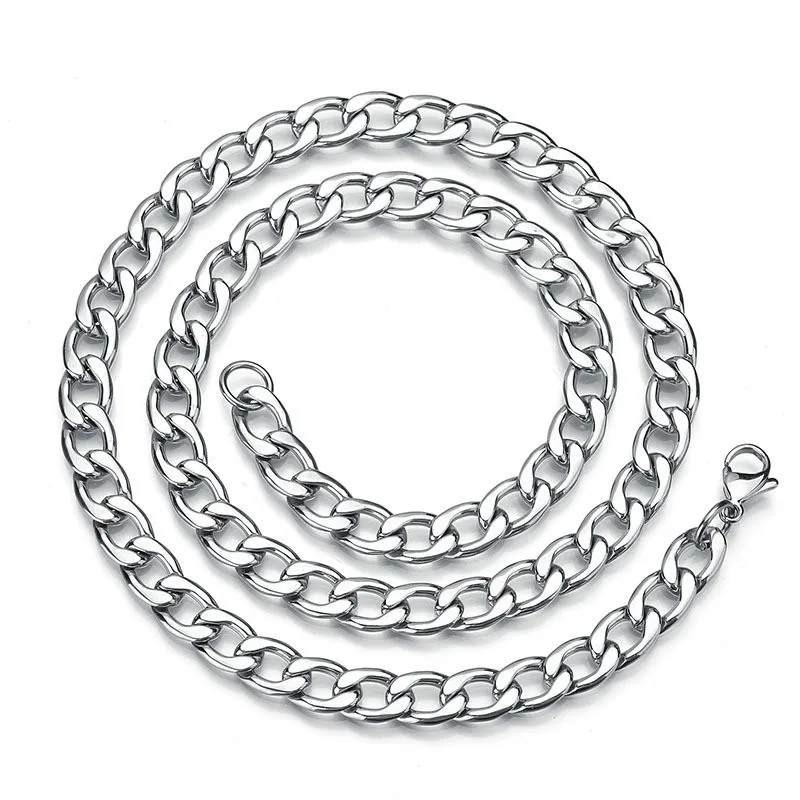 4-15MMM Stainless Steel Cuban Link Necklaces for Men Women NK Hip Hop Chains Punk DIY Jewelry 50-70CM