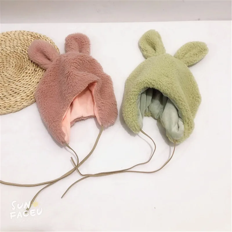 Winter Toddlers Kids Fleece Hats Cute 3d Cartoon Ear Cap Baby Children Thicken Warm Hats Muffler Kids Accessories