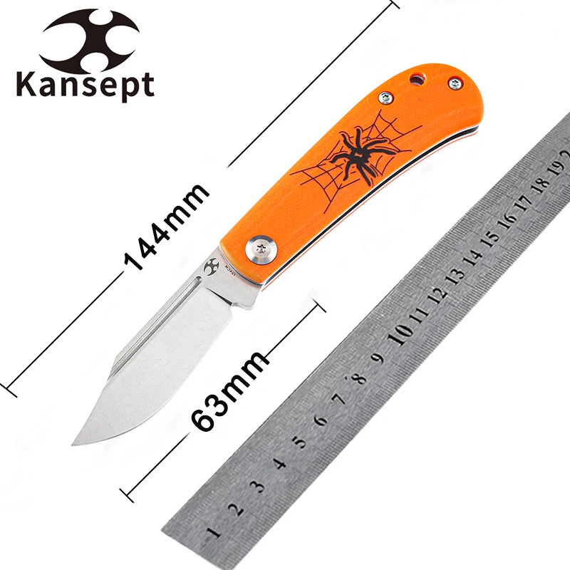 

Kansept Bevy Halloween T2026SW Slip Joint Pocket Knife Nick Swan Design 2.45'' 154CM Blade Orange G10 Handle EDC Folding Knife