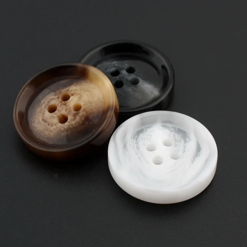 6Pcs/lot 15-25mm High-end white brown black resin buttons trendy coat suit windbreaker jacket pattern decorative buttons C228