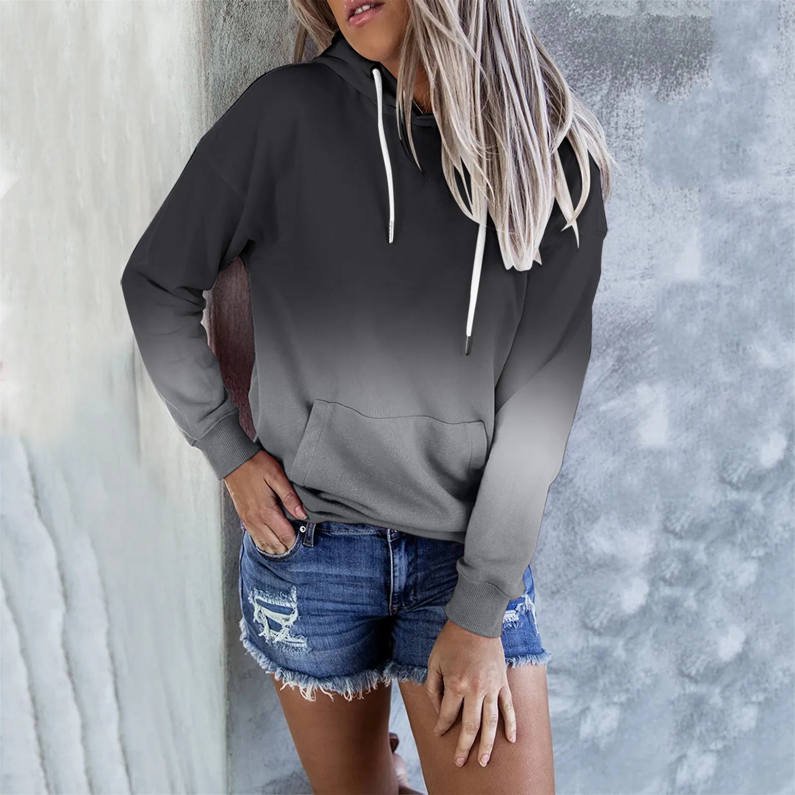 Gradient Vintage Clothes Wild Women Hoodies Loose Sweatshirts Long Sleeve Casual Harajuku Pullover Clothes Sudaderas Femme 4