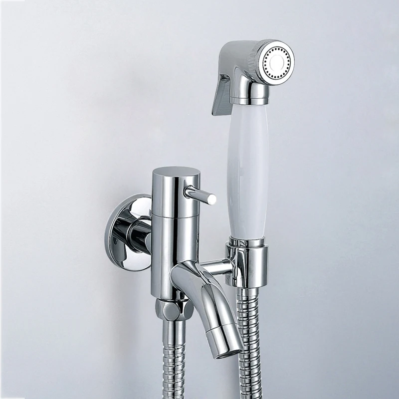 

Bidet Faucet Mixer Chrome Brass Single Cold Toilet Corner Valve Handheld Hygienic Shower Head Wash Car Pet Sprayer Airbrush Taps