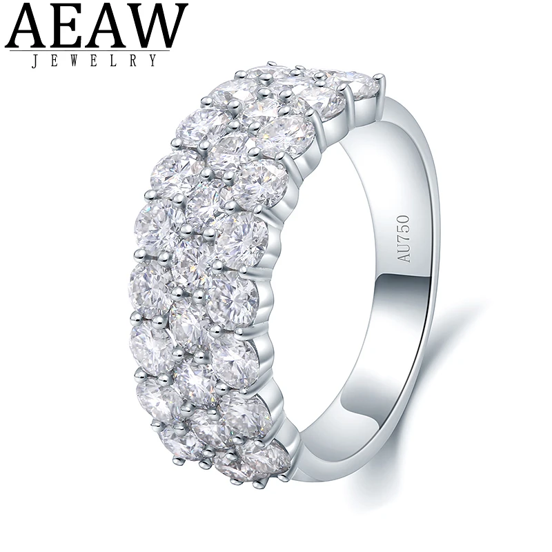 AEAW Luxury Center 2.8ctw DEF Color VVS CVD HPHT Lab Grown Diamond Engagement Band for Men Solid 14k White Gold