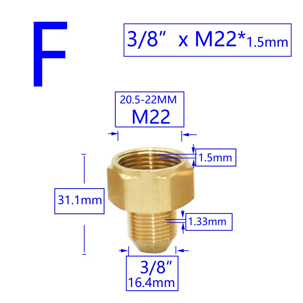 Messing Männlich Weiblich 1/2 "M14 M18 M22 3/8" Gewinde Anschluss Zahn Pitch 1,5mm Kupfer Wasserhahn Waschen maschine Bad Koppler – Detail 9