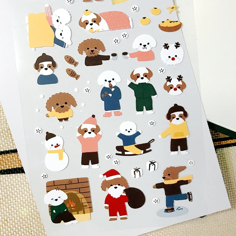 Suatelier عيد الميلاد الكلب ملصقات مرح Hodoo القلطي سكرابوكينغ لوازم لطيف الكورية DIY بها بنفسك الحرفية رقم 1115 ملصق