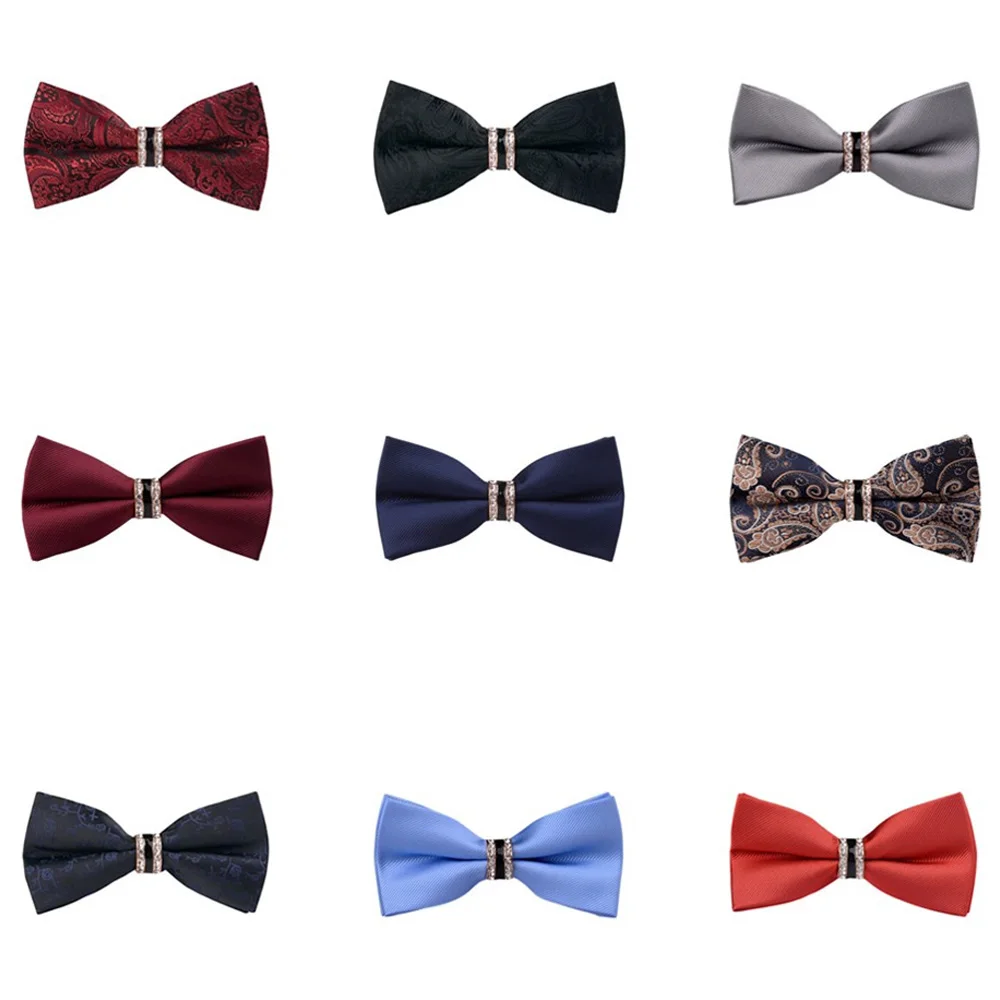 Men’s Luxury Crystal Paisley Stripe Pre-tied Bowties Wedding Party Prom Bow Tie BWTQN0327